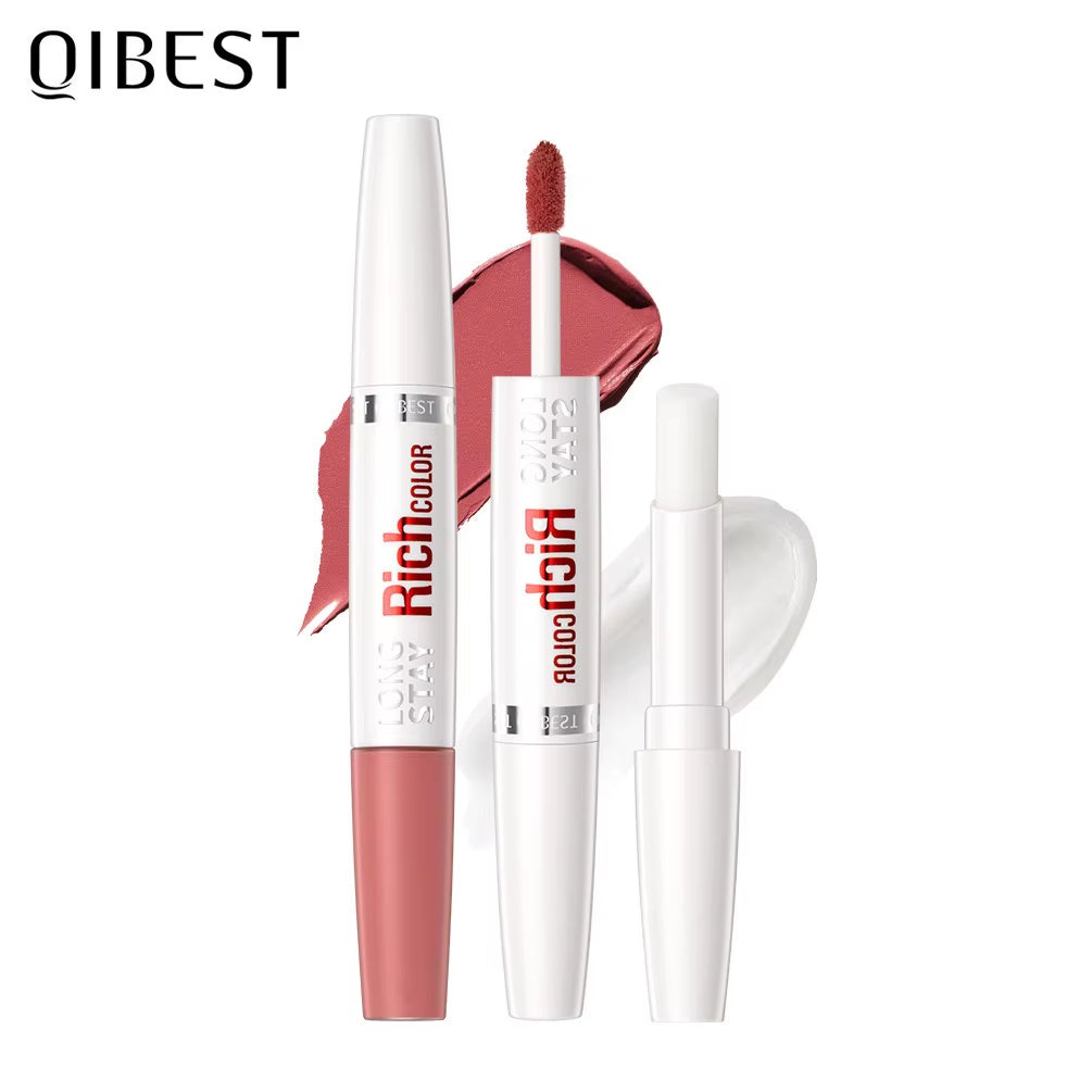 8 Colors Waterproof Double-Ended Lip Gloss Moisturizing Hydrating Non-Stick Cup Not Easy to Fade Long-Lasting Matte Lip Gloss